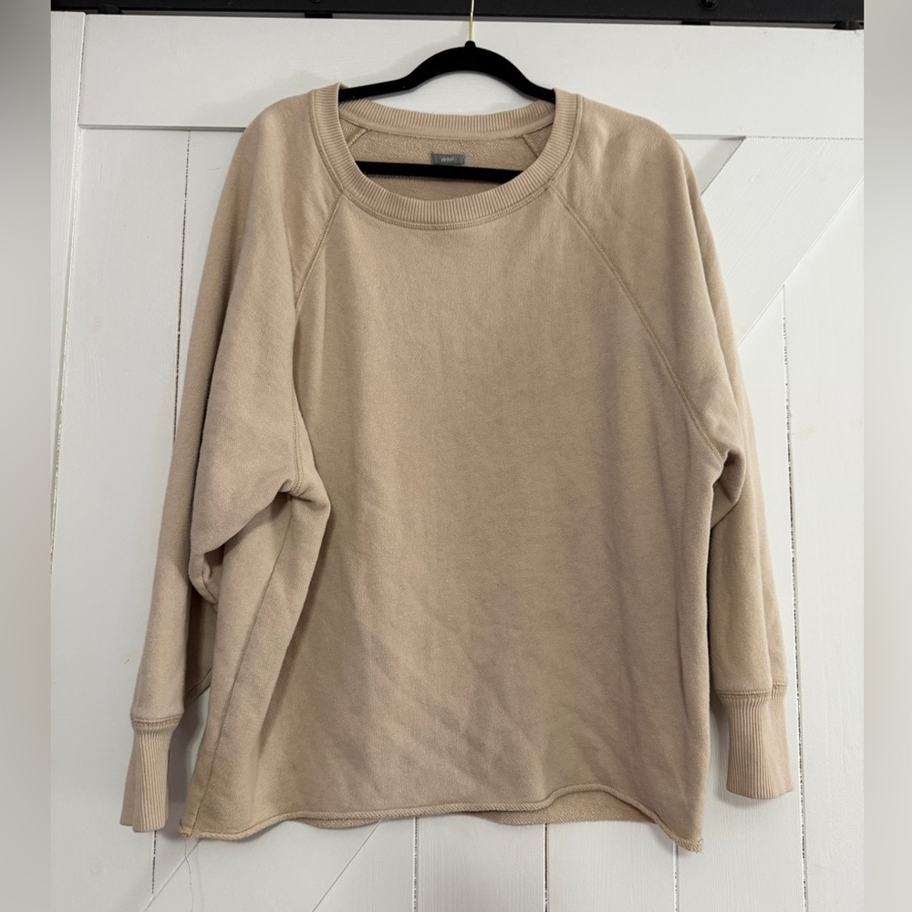 Aerie Taupe Textured Crewneck Sweatshirt